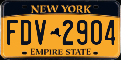 NY license plate FDV2904