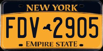 NY license plate FDV2905