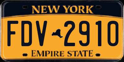 NY license plate FDV2910