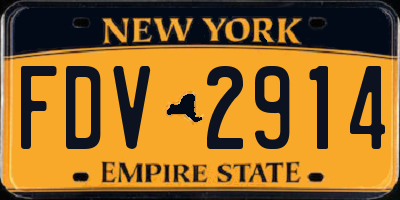 NY license plate FDV2914