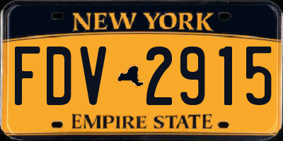 NY license plate FDV2915