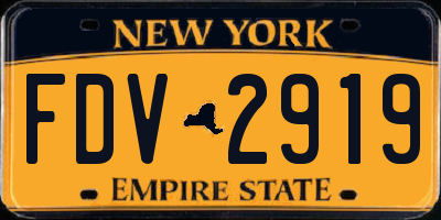 NY license plate FDV2919