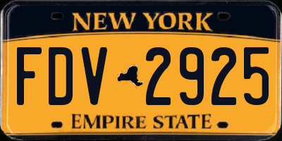 NY license plate FDV2925