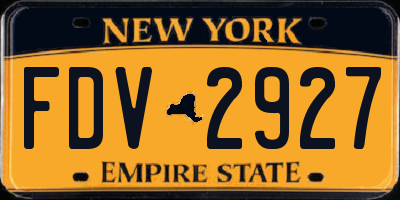 NY license plate FDV2927