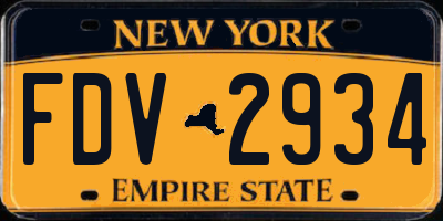 NY license plate FDV2934