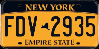 NY license plate FDV2935