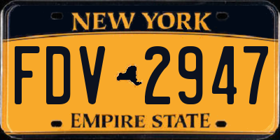 NY license plate FDV2947