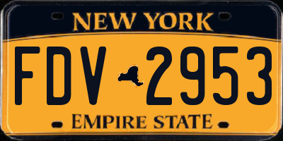 NY license plate FDV2953
