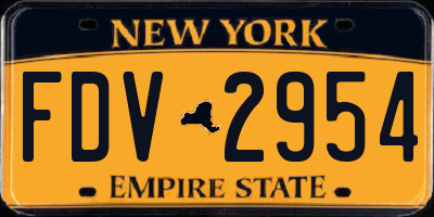 NY license plate FDV2954
