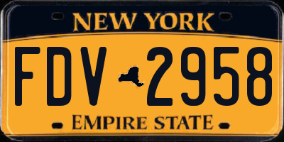NY license plate FDV2958