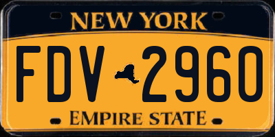 NY license plate FDV2960