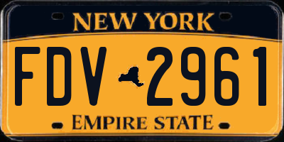 NY license plate FDV2961