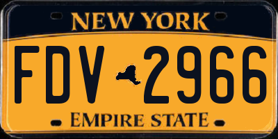 NY license plate FDV2966