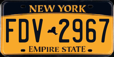 NY license plate FDV2967
