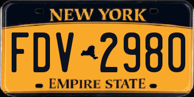 NY license plate FDV2980