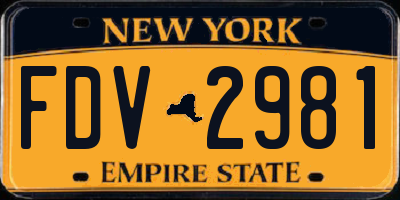 NY license plate FDV2981