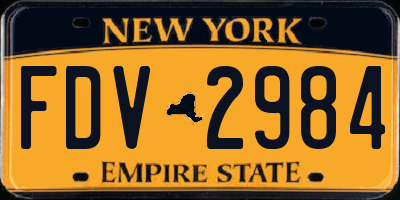 NY license plate FDV2984