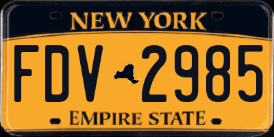 NY license plate FDV2985