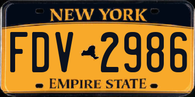NY license plate FDV2986