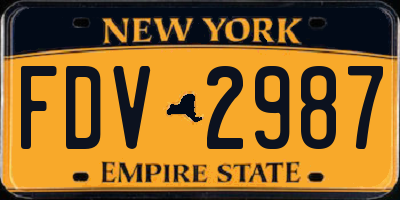 NY license plate FDV2987