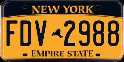 NY license plate FDV2988