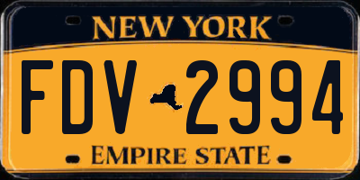 NY license plate FDV2994