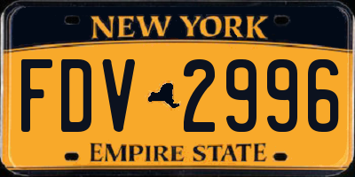 NY license plate FDV2996