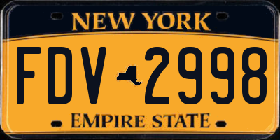 NY license plate FDV2998