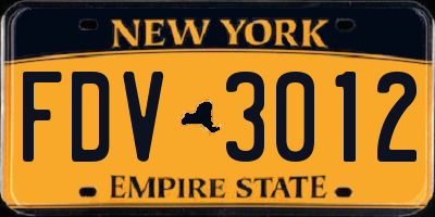 NY license plate FDV3012