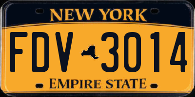 NY license plate FDV3014