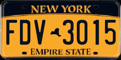NY license plate FDV3015