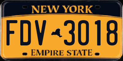 NY license plate FDV3018