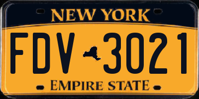 NY license plate FDV3021