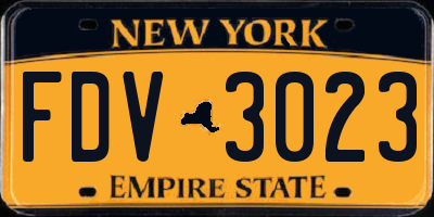 NY license plate FDV3023