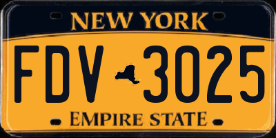 NY license plate FDV3025