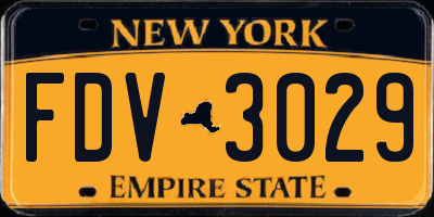 NY license plate FDV3029