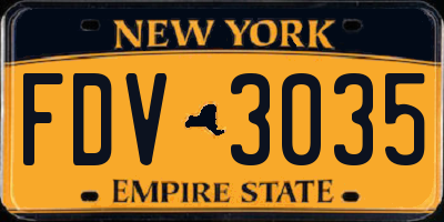 NY license plate FDV3035