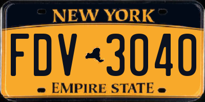 NY license plate FDV3040