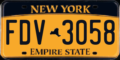 NY license plate FDV3058