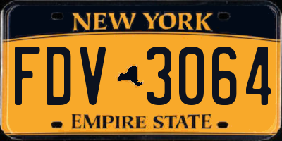NY license plate FDV3064