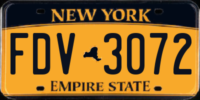 NY license plate FDV3072