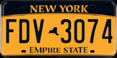 NY license plate FDV3074