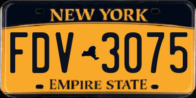 NY license plate FDV3075