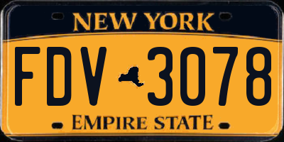 NY license plate FDV3078