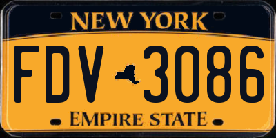 NY license plate FDV3086