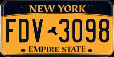 NY license plate FDV3098