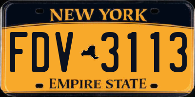 NY license plate FDV3113