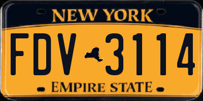 NY license plate FDV3114