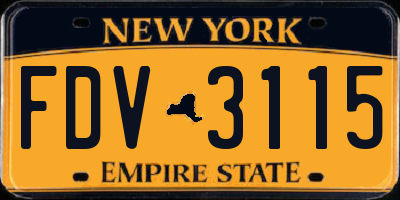 NY license plate FDV3115
