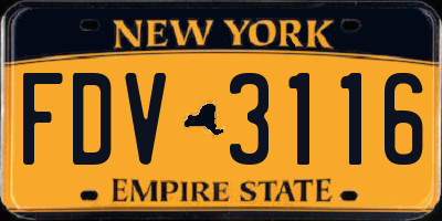 NY license plate FDV3116